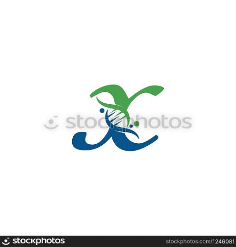 Letter X with DNA logo or symbol Template design vector