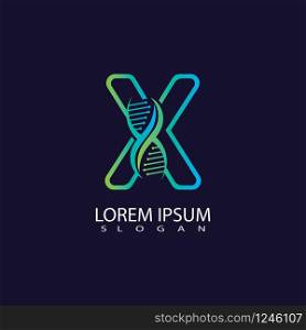Letter X with DNA logo or symbol template design vector