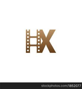 Letter X with film strip icon logo design template illustration