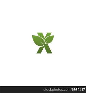 Letter X With green Leaf Symbol Logo Template