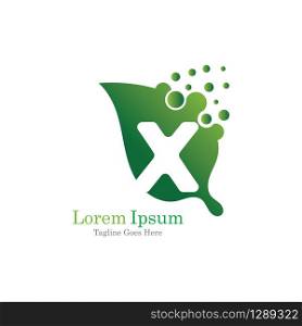 Letter X with leaf creative logo concept template design symbol modern