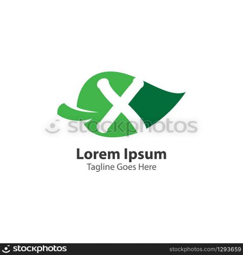 Letter X with leaf logo concept template design symbol