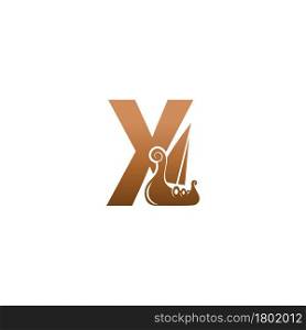 Letter X with logo icon viking sailboat design template illustration