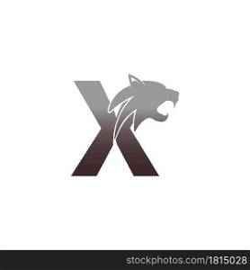 Letter X with panther head icon logo vector template