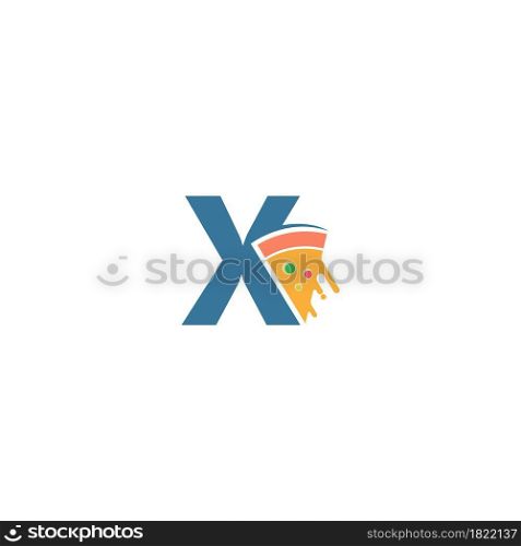 Letter X with pizza icon logo vector template