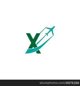 Letter X with plane logo icon design vector illustration