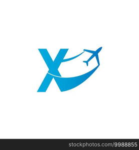 Letter X with plane logo icon design vector illustration template