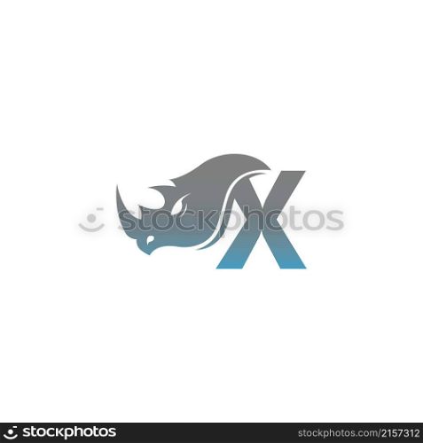 Letter X with rhino head icon logo template vector