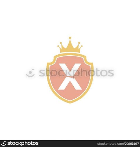 Letter X with shield icon logo design illustration vector