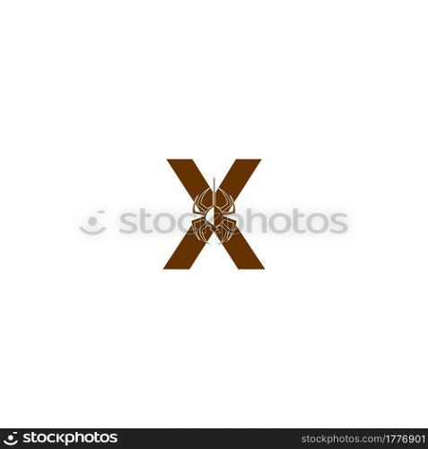 Letter X with spider icon logo design template vector