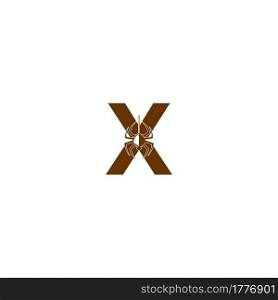 Letter X with spider icon logo design template vector