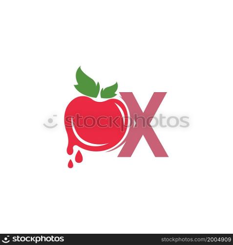 Letter X with tomato icon logo design template illustration vector