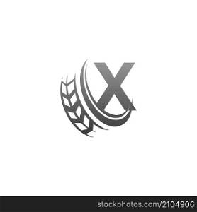 Letter X with trailing wheel icon design template illustration vector