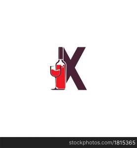 Letter X with wine bottle icon logo vector template