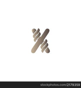 Letter X wrapped in rope icon logo design illustration vector