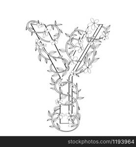 Letter Y floral sketch over white background