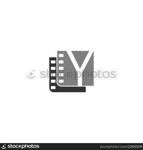 Letter Y icon in film strip illustration template vector