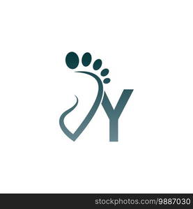 Letter Y icon logo combined with footprint icon design template