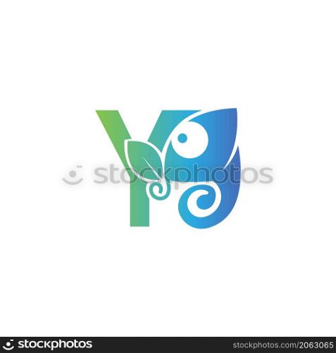 Letter Y icon with chameleon logo design template vector