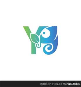 Letter Y icon with chameleon logo design template vector