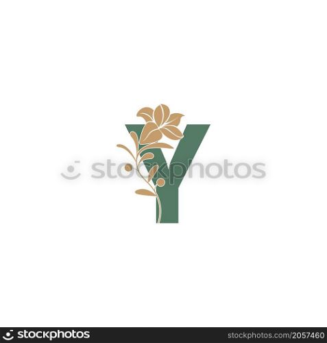 Letter Y icon with lily beauty illustration template vector