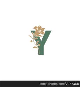 Letter Y icon with lily beauty illustration template vector