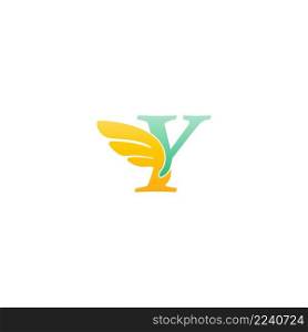 Letter Y logo icon illustration with wings vector