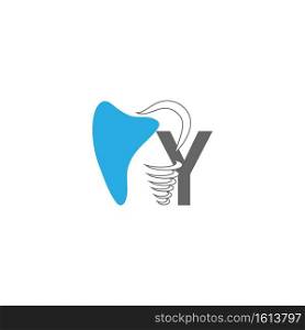 Letter Y logo icon with dental design illustration vector 