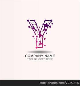 Letter Y logo with Technology template concept network icon vector