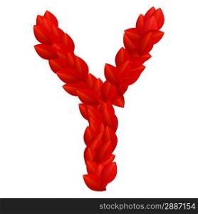 Letter Y of red petals alphabet