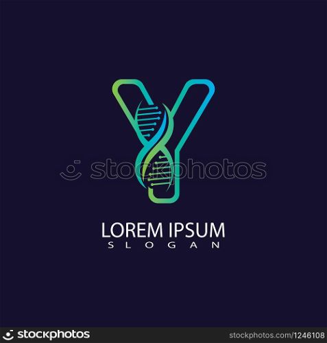 Letter Y with DNA logo or symbol template design vector