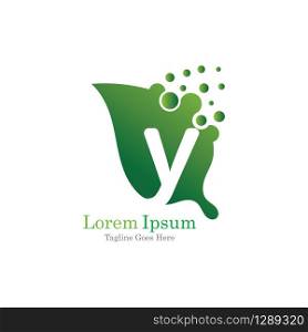 Letter Y with leaf creative logo concept template design symbol modern