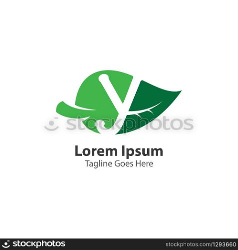 Letter Y with leaf logo concept template design symbol
