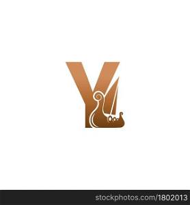 Letter Y with logo icon viking sailboat design template illustration
