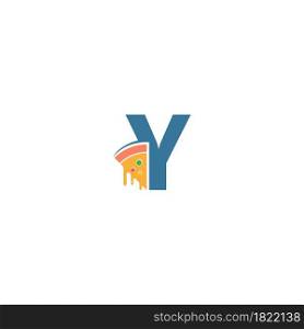 Letter Y with pizza icon logo vector template