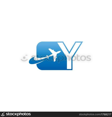 Letter Y with plane logo icon design vector illustration