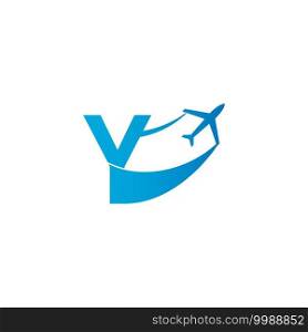 Letter Y with plane logo icon design vector illustration template