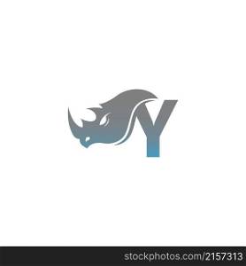 Letter Y with rhino head icon logo template vector