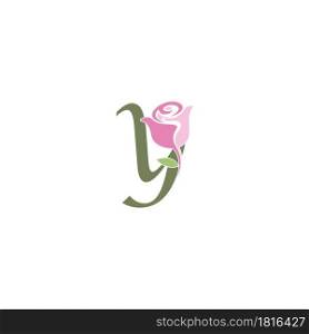 Letter Y with rose icon logo vector template illustration