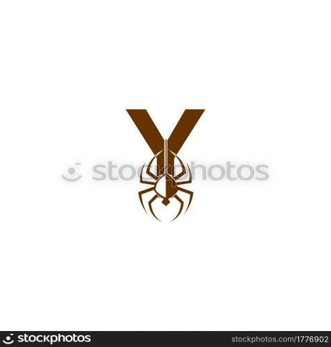 Letter Y with spider icon logo design template vector