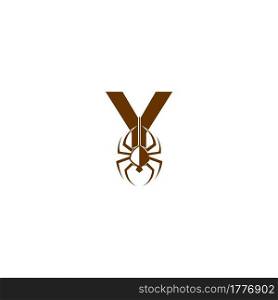 Letter Y with spider icon logo design template vector