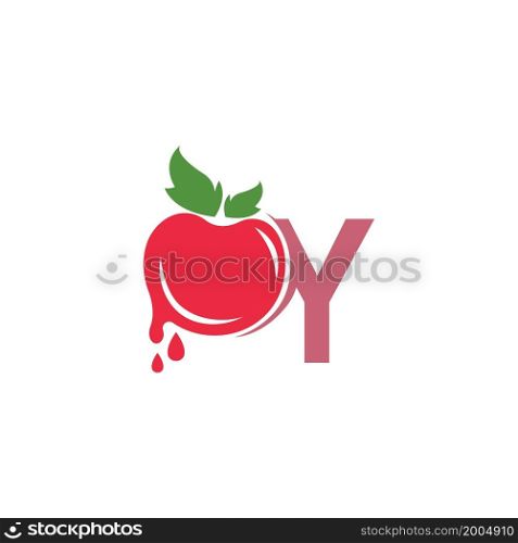 Letter Y with tomato icon logo design template illustration vector