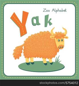 Letter Y - Yak. Alphabet with cute animals. Vector illustration. Other letters from this set are available in my portfolio.