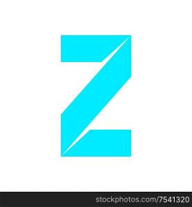 letter Z cut out from white paper, vector illustration, flat style.. letter Z cut out from white paper