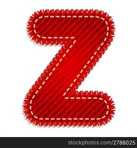 Letter Z from red textile alphabet