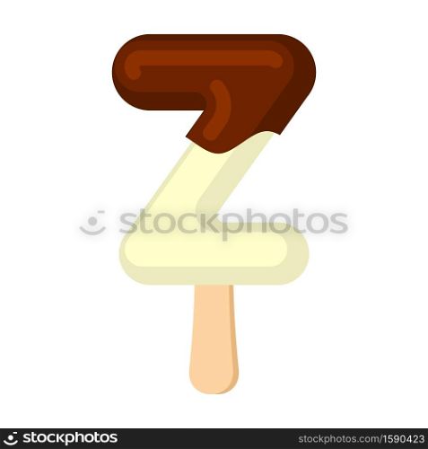 Letter Z Ice Cream font. Popsicle alphabet. Cold Sweet lettering. Icecream sign ABC