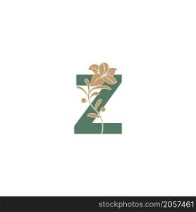 Letter Z icon with lily beauty illustration template vector