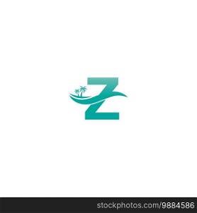 Letter Z logo  coconut tree and water wave icon design vector
