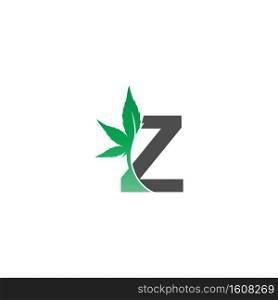Letter Z logo icon with cannabis leaf design vector illustration