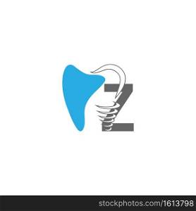 Letter Z logo icon with dental design illustration vector 